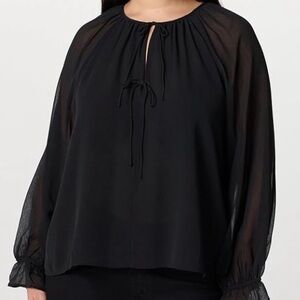 the drop piper blouse sheer black XXL